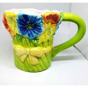 Boston Warehouse SPRING POPPIES/Flowers 16oz.Mug/cup/colorful GUC Rare to find.